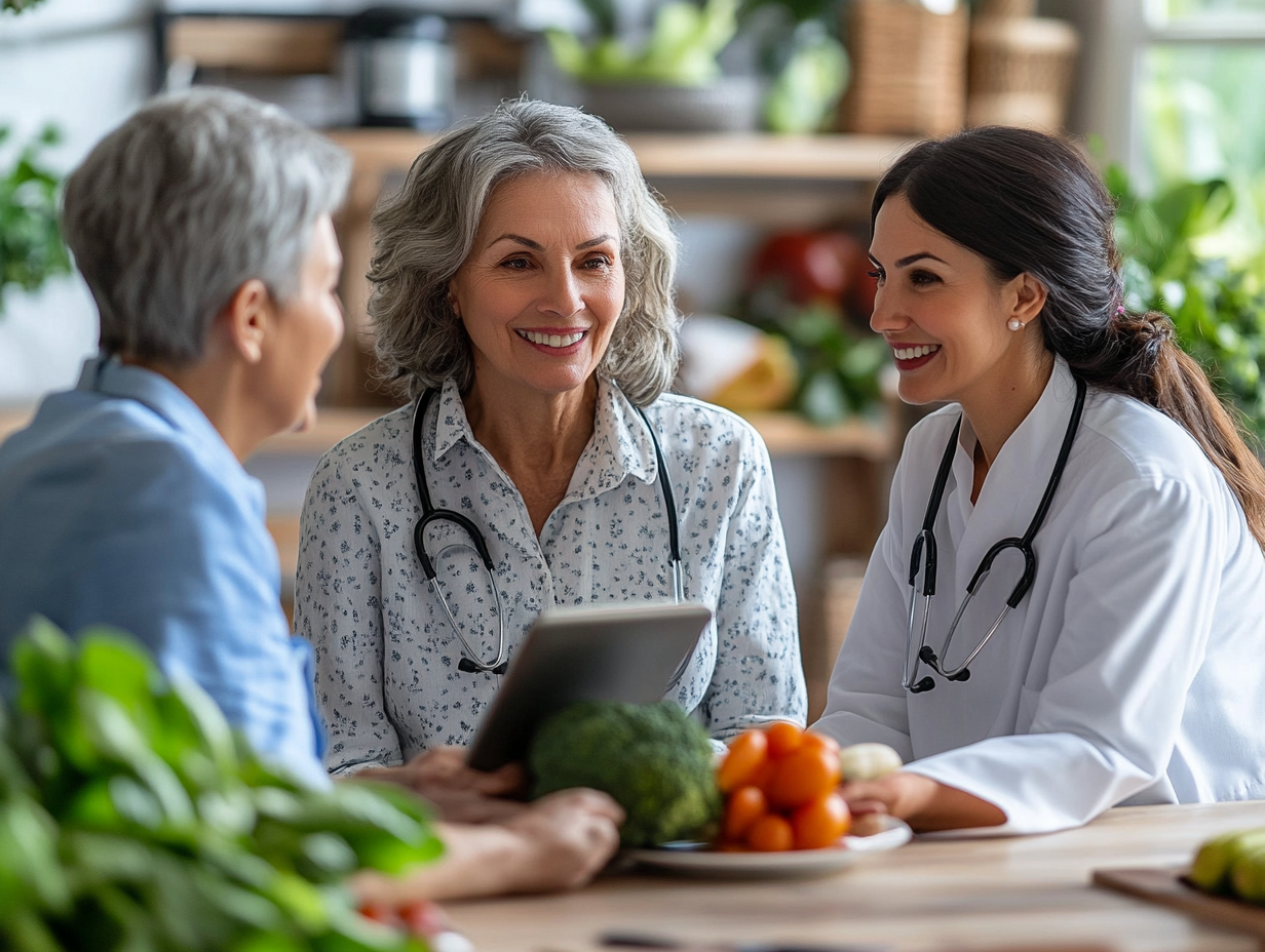 Дієтолог консультує жінку старшого віку щодо здорового харчування